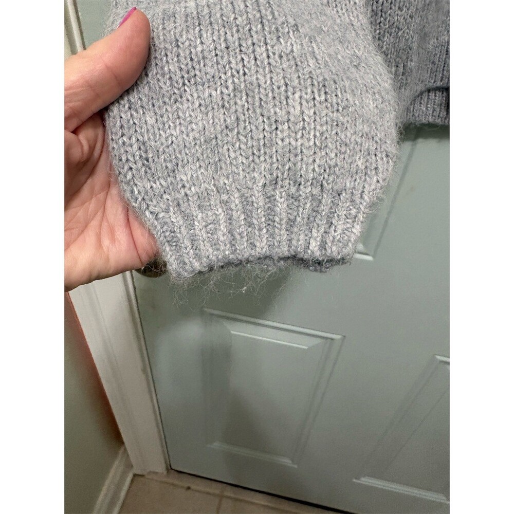 Old Navy Sweater Womens Small Gray Fair Isle Yoke Oversized Crew Neck - Picture 3 of 7